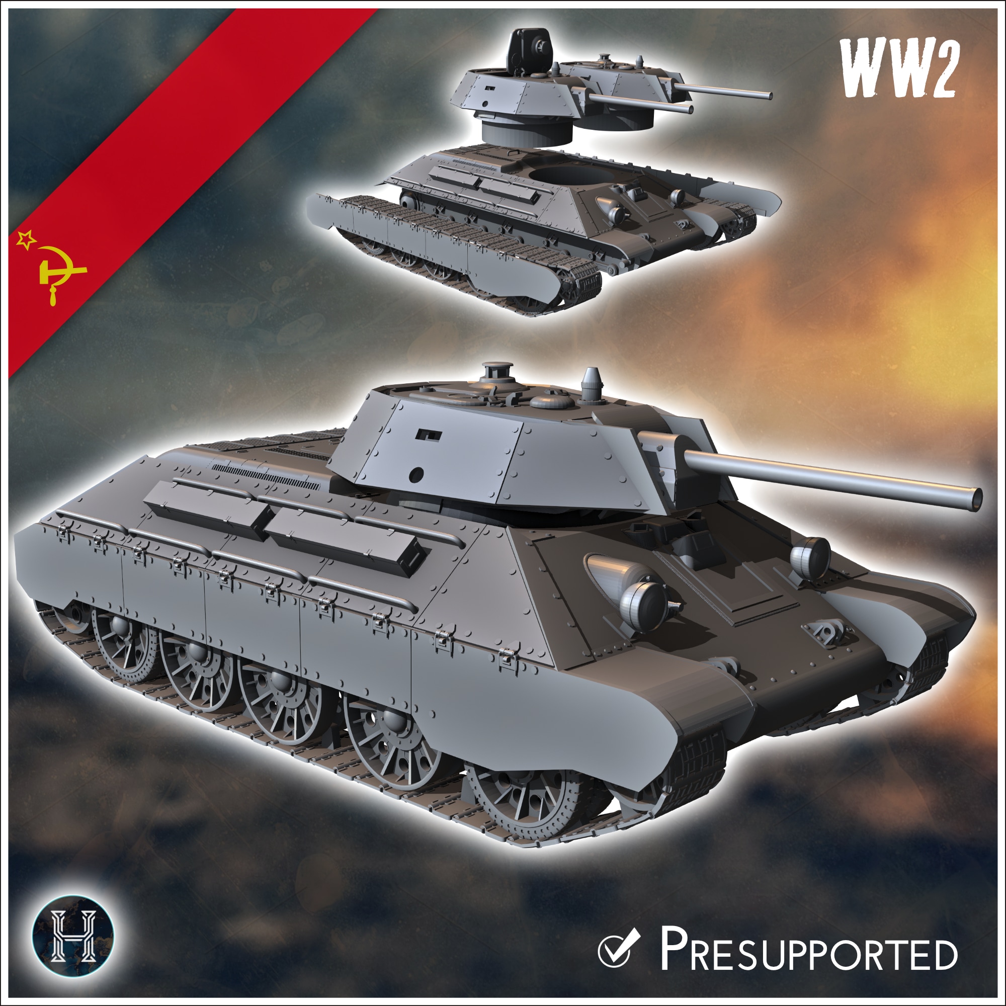 T-34/76 model 1941/42 Ekranami (with up-armour) - Soviet army WW2 Second World East front Ostfront RPG Mini Hobby